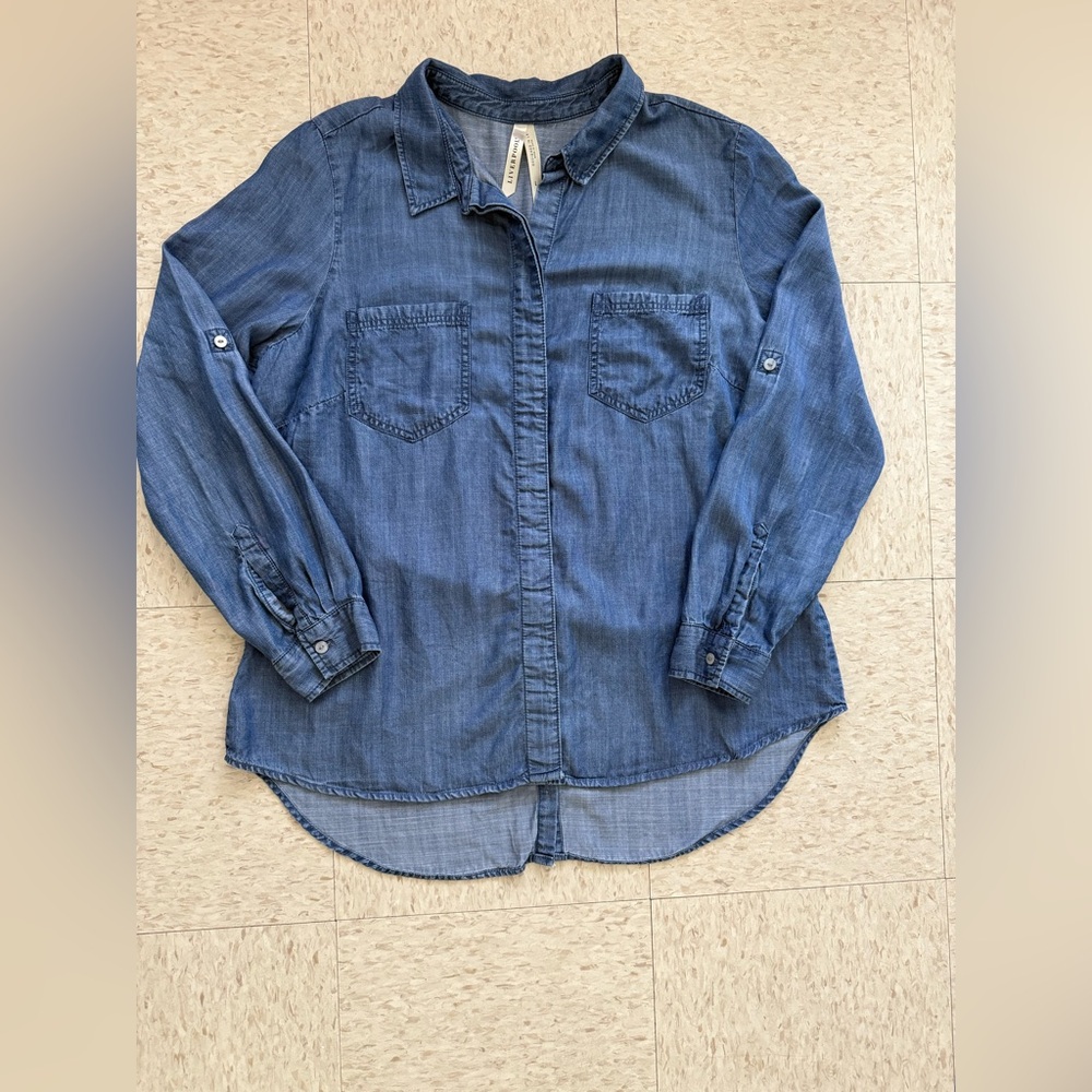 Liverpool Light Blue Denim Shirt - Picture 5 of 9